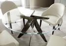 Runder Tisch Ring mit Tischplatte aus Glas und Basis aus schwarzverchromtem Stahl